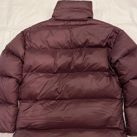 Eileen Fisher Eggshell Recycled Nylon Funnel Neck Coat - Petite Small - Cassis - Picture 7 of 15